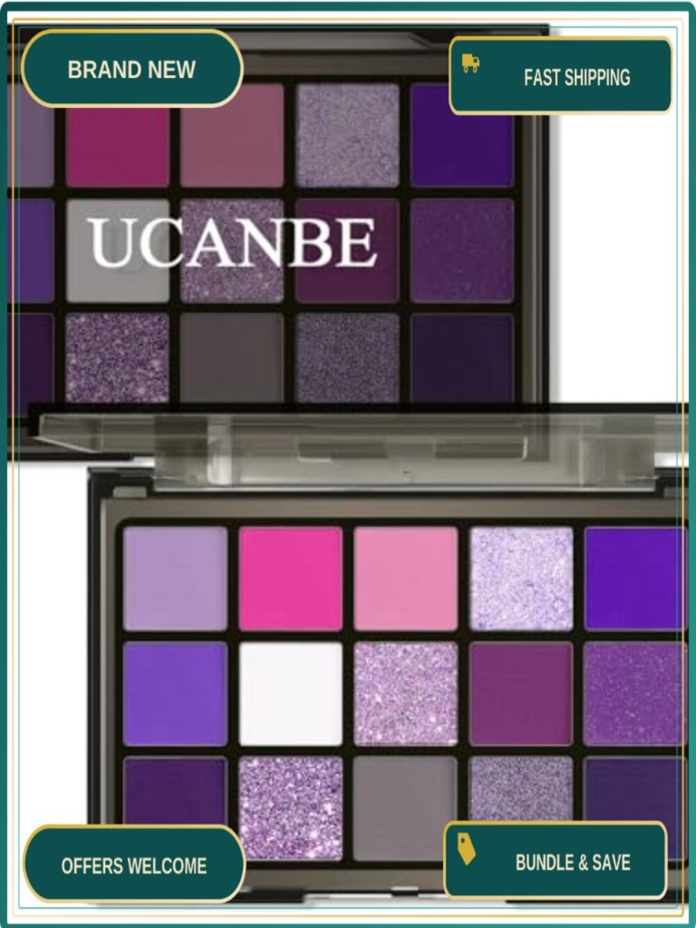 15 Shade Purple Eyeshadow Palette Matte Shimmer Metallic Glitter